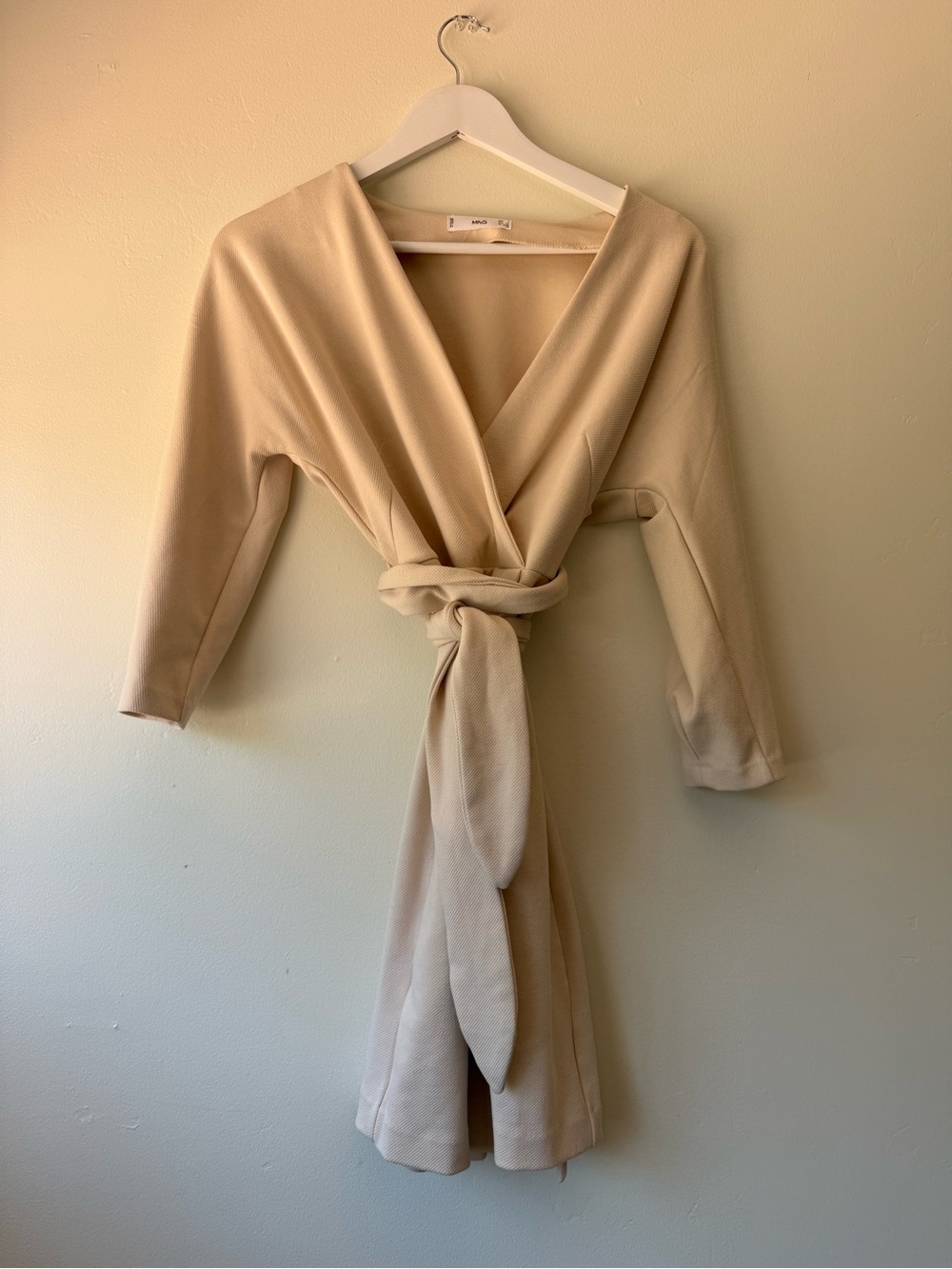 Mango Cream Wrap Robe with Tie Belt